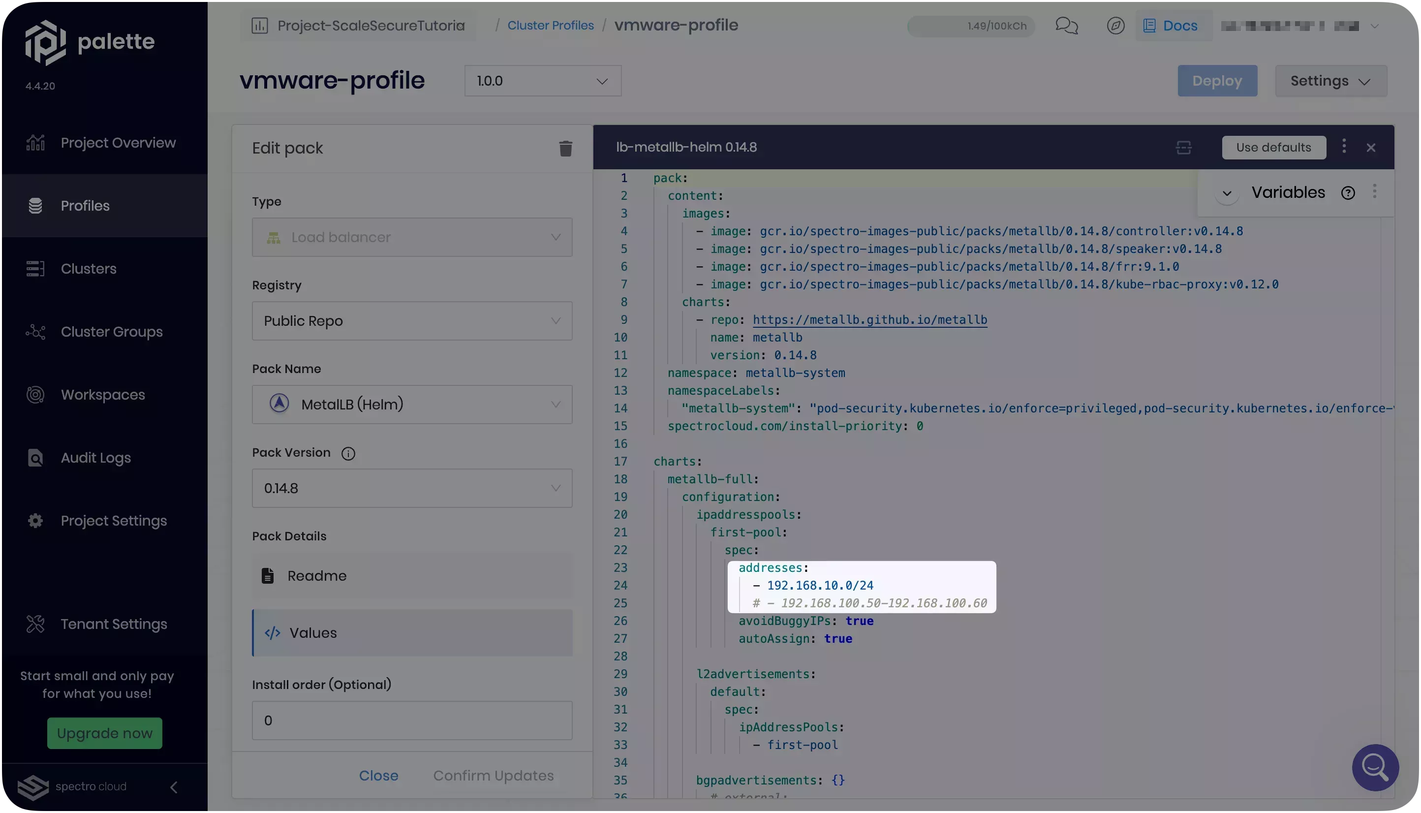 MetalLb Helm-based pack.